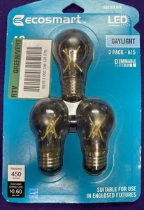 EcoSmart 40W Dimmable LED A15 , Indoor , Daylight - 3 Pack 1002916919 - Picture 1 of 2