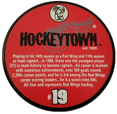 STEVE YZERMAN #19 HEROES OF HOCKEYTOWN VINTAGE NHL PUCK STAMPED ON SIGNATURE Cover
