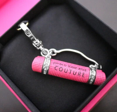 NWT NIB JUICY COUTURE Retired Pink Yoga Mat Pave Crystal Bracelet Charm NEW  - Image 1 of 4