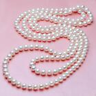 Long Faux Pearl Necklace Beige Beads For Fiancee Wife Mother Couple Handmade