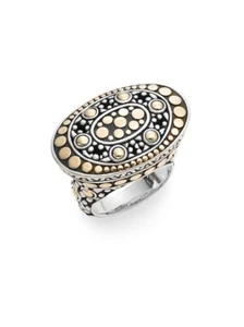 JOHN HARDY TWO-TONE 18K YG & 925 SS JAISALMER DOT EAST WEST RING Size: 5.75 $895 - Picture 1 of 7