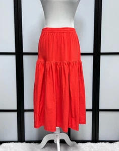 Vintage Drop Waist Tiered Elastic Waist Midi Skirt - Picture 1 of 9