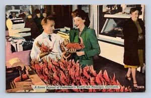 Fisherman's Wharf Typical Scene San Francisco Ca Postcard Unposted - Picture 1 of 2