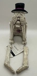 Halloween See No Evil Shelf Sitting Skeleton Day Of The Dead Decor - Picture 1 of 11