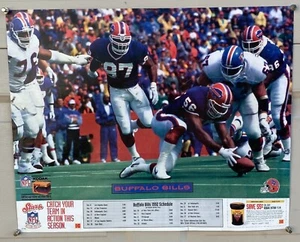 Vtg 1992 BUFFALO BILLS Kodak 22x18 Poster Schedule NFL Bennett/Talley Super Bowl - Picture 1 of 3