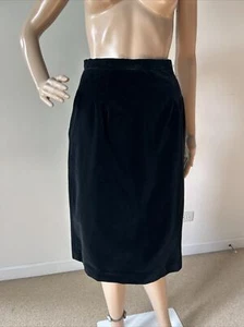 New Old Stock Vintage 80s Long Black Velvet Skirt USA Made Pockets 24” Waist PXS - Picture 1 of 13