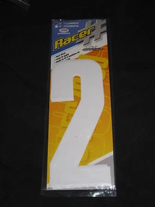 N-Style 8" RACER Racing Numbers "2" 4 Mil BMX MOTORCROSS GO KART 3 Pack WHITE - Picture 1 of 1