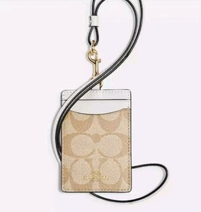 Coach Ausweis Abzeichen Schlüsselband mit Kartenfach Signatur Canvas - Sand/Kreide CZ285 - Bild 1 von 3