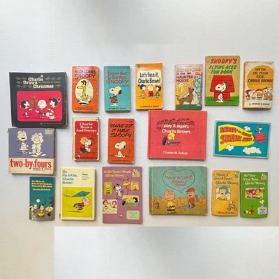 Винтажная книга Peanuts Charlie Brown лот из 18 книг Schulz 1950-е 60-е 70-е Snoopy Red Baron - Изображение 1 из 4