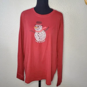Life Is Good rot Schneemann Grafik Langarmshirt Weihnachten Größe: X-Large - Bild 1 von 5