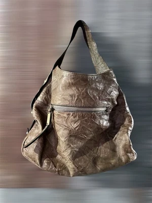 Stuart Weitzman Leather Tote Bag Vintage Hobo Satchel Green Gold Stud Detail - Image 1 of 4