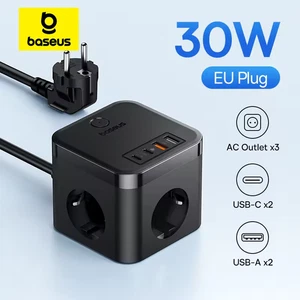 Baseus 30W Charger Fast Power Strip 4000W 3AC Outlet Desktop Charging Station - Picture 1 of 15