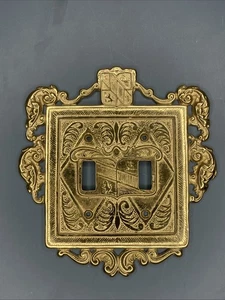 Vintage MetalCrafters Brass Double Light Switch Plate Cover Ornate Decorative - Picture 1 of 2