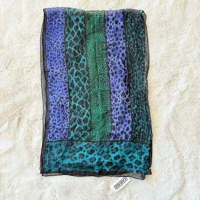 "Carlisle Colorido Bufanda de Seda Mantón Envolvente Leopardo Estampado Animal Nuevo con Etiquetas 19""x59""" Foto 1 de 4