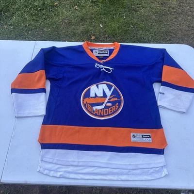 Reebok New York Islanders Jersey Youth XL Blue Orange NHL Hockey Authentic Look - Image 1 of 4