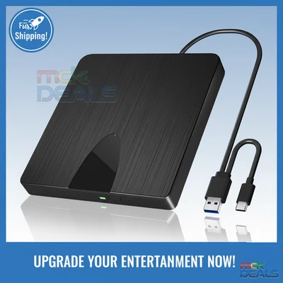 External Blu-ray Drive USB 3.0 Type C 6X Burner 3D Player for Windows Mac Linux - Image 1 of 4