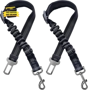 2 Dog Seatbelt Seat Belt Car Harness Leash Travel Accessories Bungee anti Shock  - Picture 1 of 7