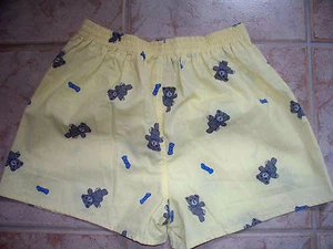 NEU DAMEN M gelb Schleife Bär VINTAGE schick Sommer FREIZEIT SPORT Baumwolle Poly SHORT - Bild 1 von 2