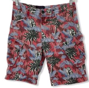 MISHKA MNWKA Men's Patterned Chino Cargo red camo Shorts Size 34 EUC - Picture 1 of 10