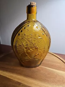 Vintage Empire Glass Works Eagle And Grapes Amber Bottle/Flask - Picture 1 of 10