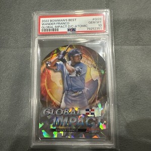 WANDER FRANCO 2022 Bowman’s Best Baseball GLOBAL IMPACT ATOMIC DIE CUT RC PSA 10