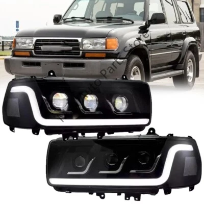 LH&RH For Land Cruiser FJ80/LC80 1991-97 DRL HeadLamp Upgrade Full LED Headlamp - Image 1 of 4