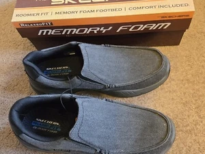 Skechers Black Canvas Slip On Men's Memory Foam Shoes Sz 11 Cohagen * NEW NWT - Picture 1 of 11