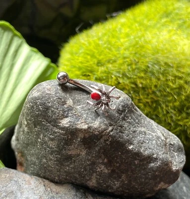 Anillo para cejas 1 pieza araña cristal rojo 16 g barra curva torre piercing calibre 16 Foto 1 de 3