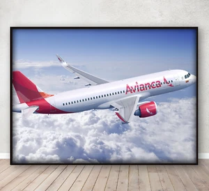 Airbus A320 Aeroplane Poster Print Wall Art Home Decor Picture Gift A4 - Picture 1 of 3