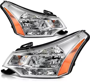 For 2008-2011 Ford Focus Chrome Housing Pair Headlights Assembly - Picture 1 of 8
