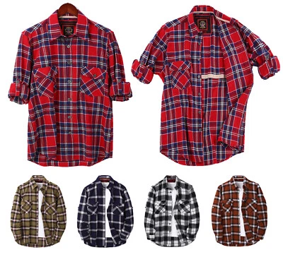 Camicia da uomo in flanella Cotone a quadri plaid da boscaiolo Shacket Janeo UK - Immagine 1 di 4