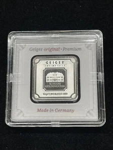 Geiger Edelmetalle Security Line 10 Grams 999 Fine Silver Bar Encapsulated Assay - Picture 1 of 2