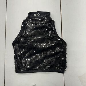 Balera Black Ultra Sparkle Sleeveless Crop Top Dance Wear Child Girl Size 7/8 