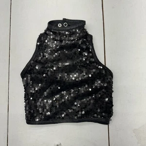 Balera Black Ultra Sparkle Sleeveless Crop Top Dance Wear Child Girl Size 7/8 - Picture 1 of 8