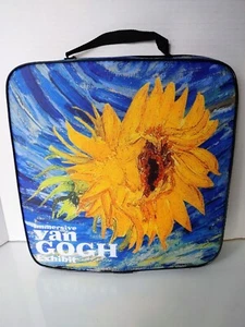 Van Gogh Sunflowers Stadium Seat Cushion Exhibit Portable Decor Blue Gold EXC - Picture 1 of 5