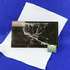 Decorative Art Tile Laser Engraved Outdoor Waterfall Scene 12" x 7" - Picture 1 of 10