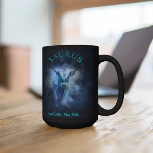 Taza negra ""Taurus"" serie Zodiac 15 oz - Imagen 1 de 5