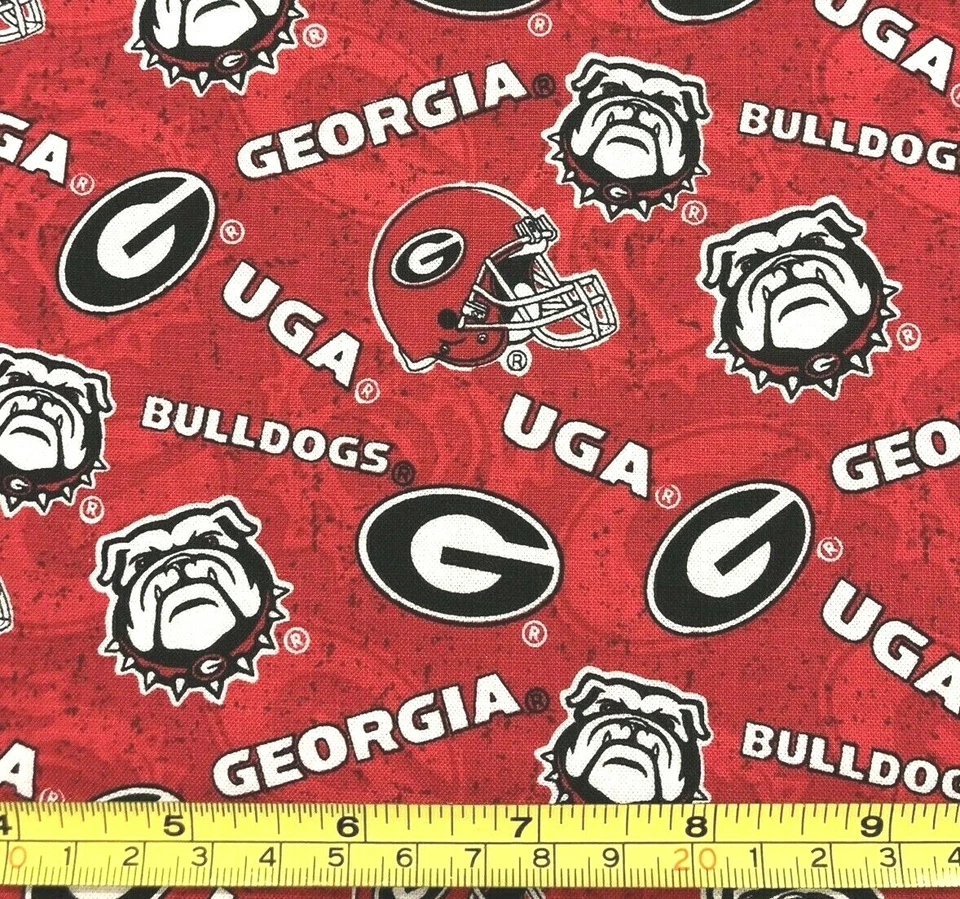 Tela de algodón collage Tina Scrap 9"x21" UGA University Of Georgia Bulldogs Foto 1 de 1