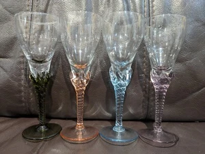 Vintage Twisted Stem Sherry/Port/Cocktail Glasses - Set Of 4 Multicoloured - Picture 1 of 10
