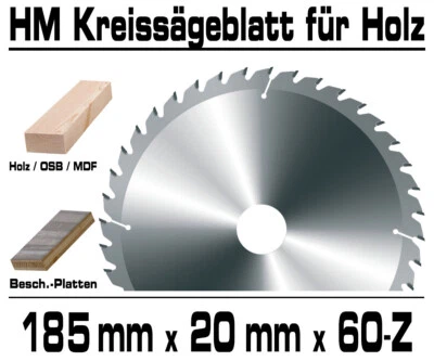 GEKO Hartmetall Kreissägeblatt 180 x 20 mm x 60 Z Holz Kappsäge Hand Kreissäge G00092
