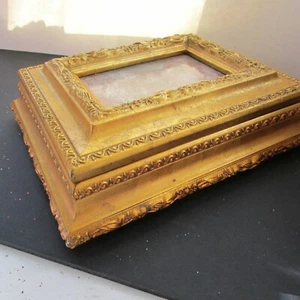 Golden wooden Storage Box with Picture Frame Sienna Black velvet inside - Picture 1 of 9