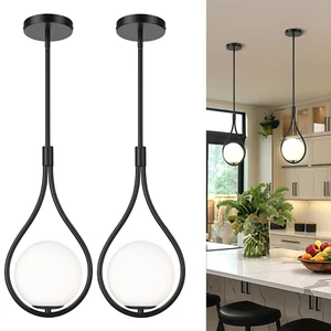 Modern Glass Globe Pendant Lights Hanging Lamp Shade Chandelier Art Décor Black - Picture 1 of 5