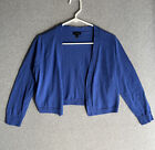 Talbots Cropped Open Front Blue Cardigan 3/4 Sleeves Women’s Size S