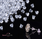 50-200 SOFT SILICONE CLEAR RUBBER HYPOALLERGENIC EARRING BACKS STOPPERS 4mm AB24