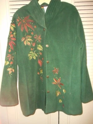 ¡HOJAS DE CAÍDA! Chaqueta bordada So Very Impresionante "BOB MACKIE Wearable Art" (Lg) Foto 1 de 4