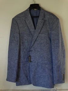 NWT Tasso Elba ISLAND 100% Linen Blue Men’s XL Blazer Beach Wedding Jacket - Picture 1 of 8