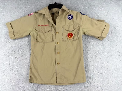 Boy Scouts of America Shirt Youth Medium Beige Short Sleeve Nylon San Diego READ - Image 1 of 4