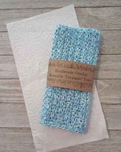 Hecho a mano ganchillo cocina reutilizable sin papel toalla paño arándano azul nuevo - Imagen 1 de 2