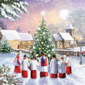 Morning Service Religious Art Pack of 6 Charity Christmas Cards by Ling Design - Picture 1 of 1