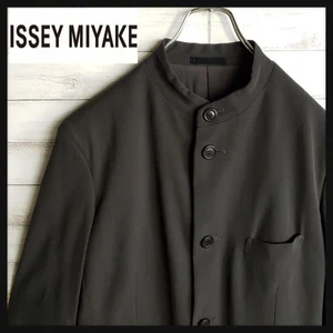 Issey Miyake Men Wool Tailored Jacket Khaki Green Size M Stylish Mao Collar - Picture 1 of 24